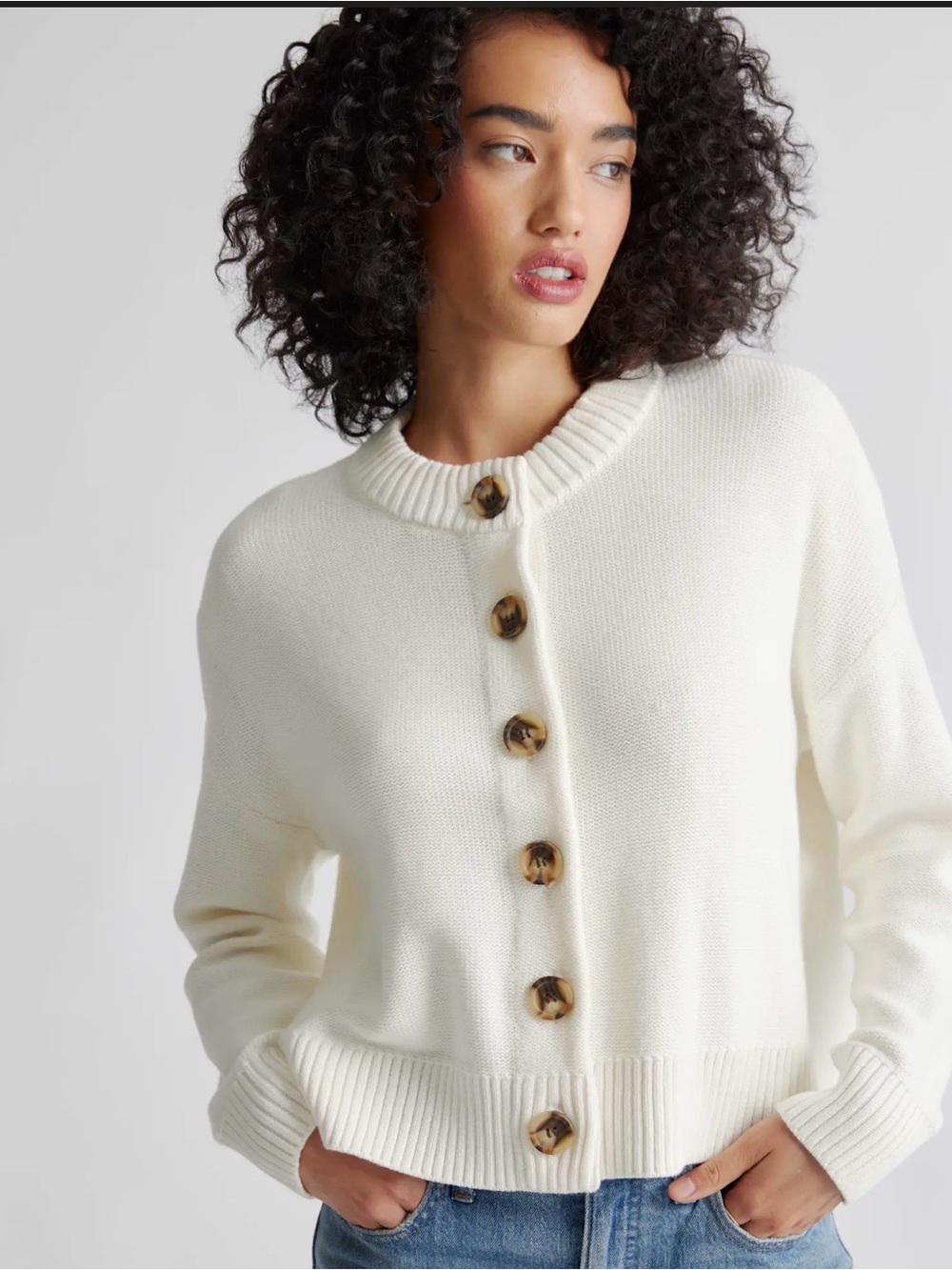 Quince 100% Organic Cotton Fisherman Collared Cardigan - Size Large